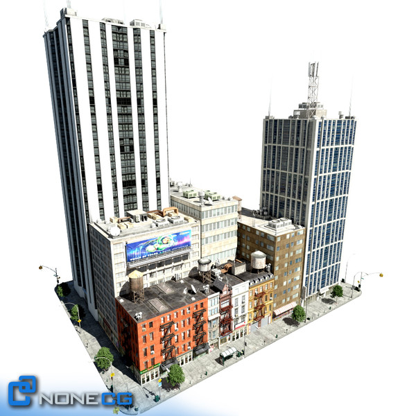 new york city block 3d max - New York City Set 3-1 Block by NONECG